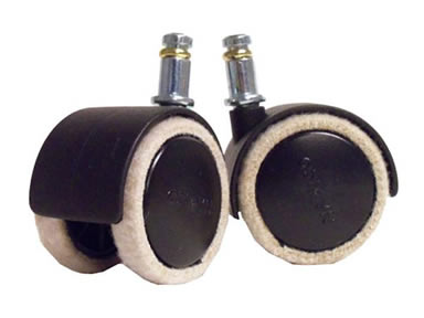 Two swivel caster wheels are equipped with felt furniture strip.