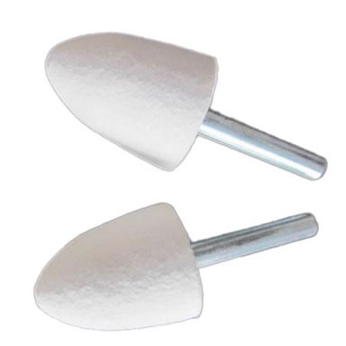 Two cone shape shaped wool felt bobs on the white background.