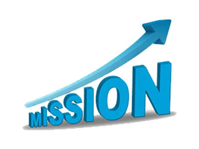 An upward arrow on the top of gradually large mission